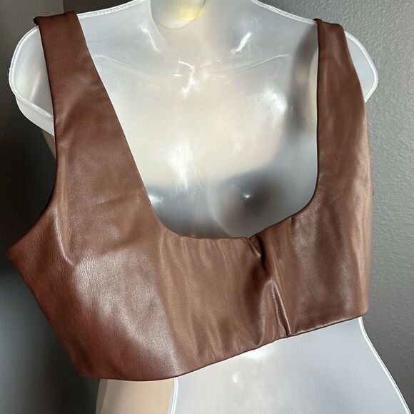 Skims Faux Leather Stretch Bralette‎ in Cocoa Size 4 X - Picture 8 of 12